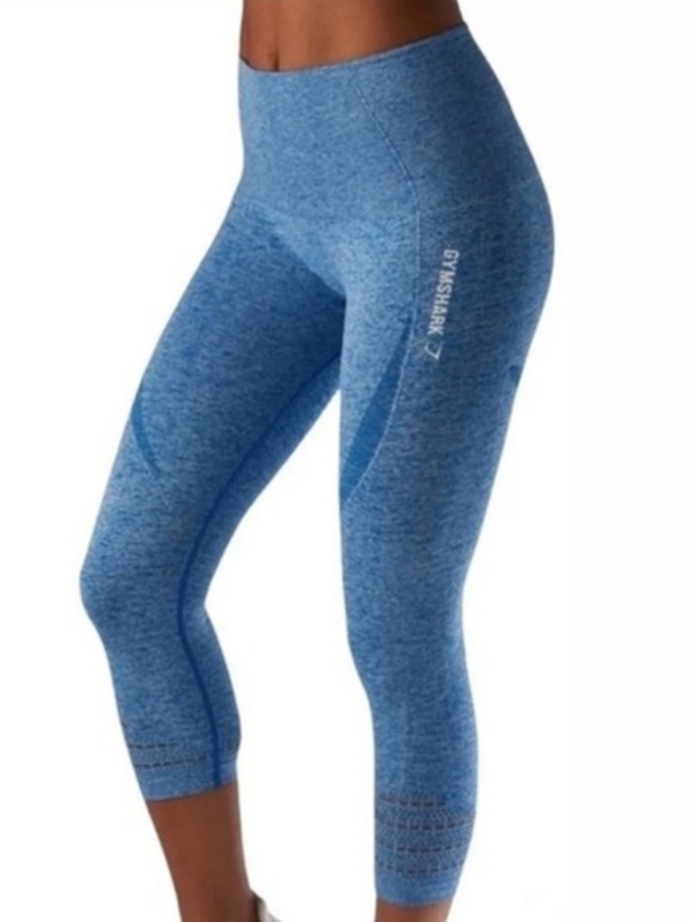 Gymshark Women’s Dry Moisture Compression Seamless 3/4 lgth Blue Leggings.Sz S